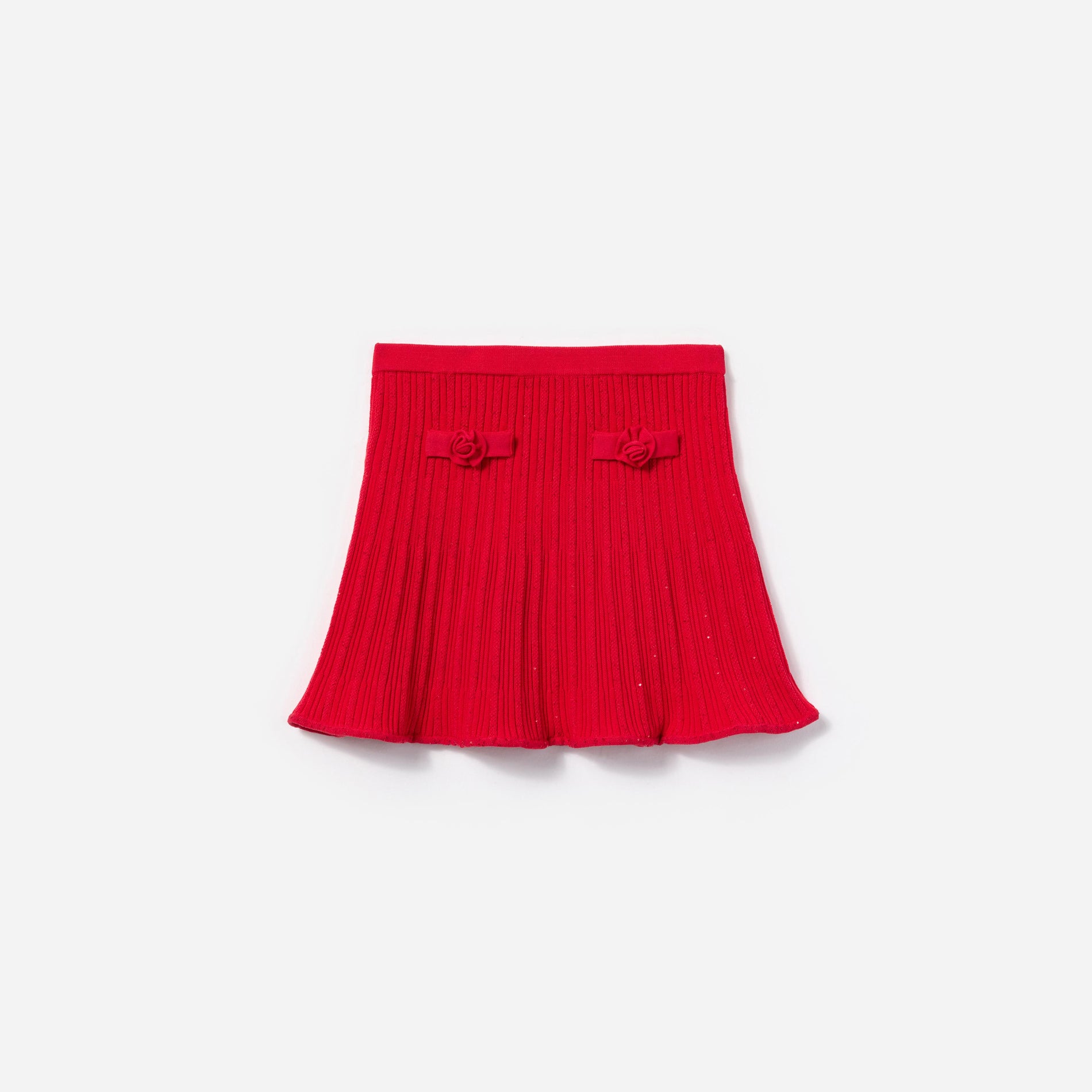 Red Ribbed Knit Skirt