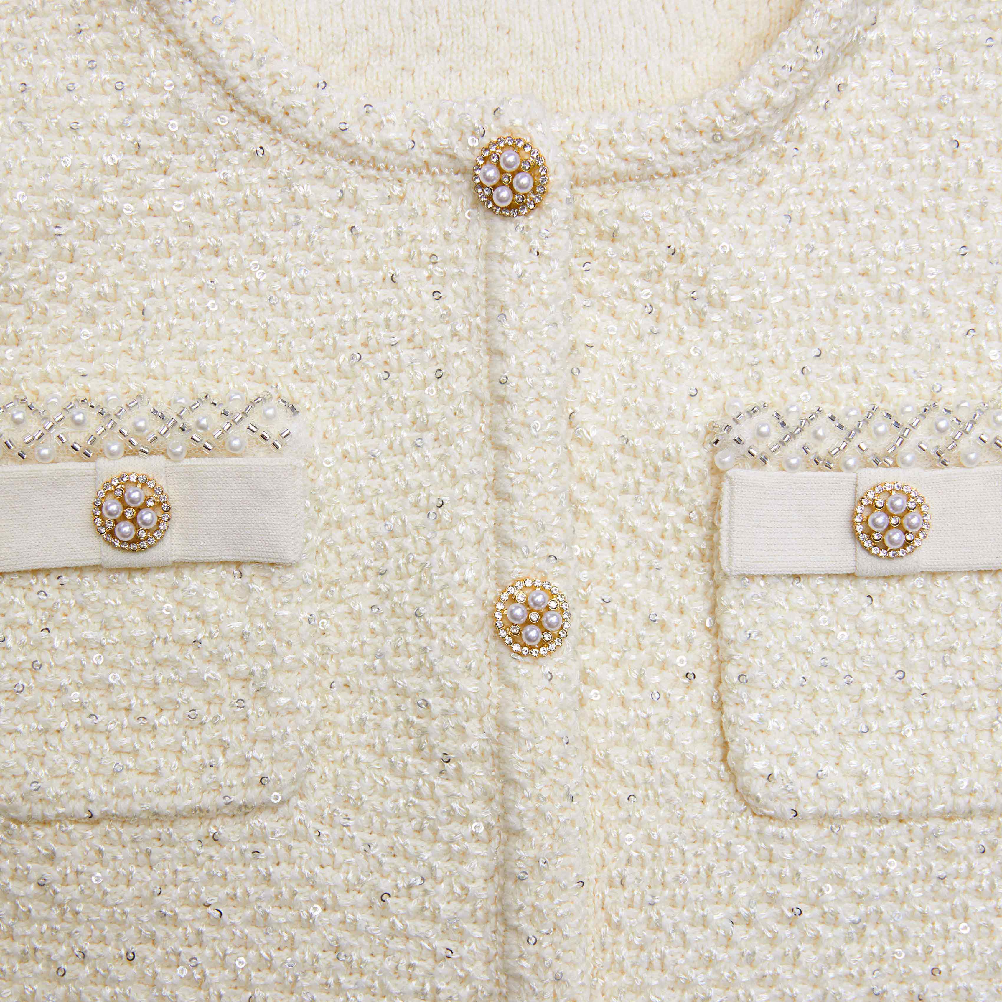 Cream Sequin Knit Dress