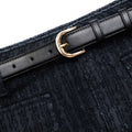 Grey Textured Denim Mini Skirt