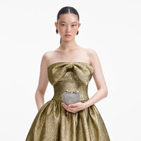 Gold Metallic Jacquard Midi Dress