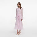 Pink Pleated Georgette Midi Dress