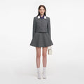 Grey Herringbone Scarf Detail Jacket