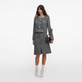 Grey Herringbone Crystal Trim Jacket