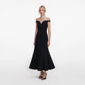 Black Boucle Midi Dress