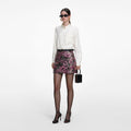 Floral Sequin Mini Skirt
