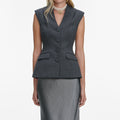 Grey Tailored Satin Maxi Dress