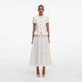 Cream Boucle Collared Midi Dress
