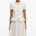 Cream Boucle Collared Midi Dress