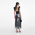 Silver Gradient Sequin Midi Skirt