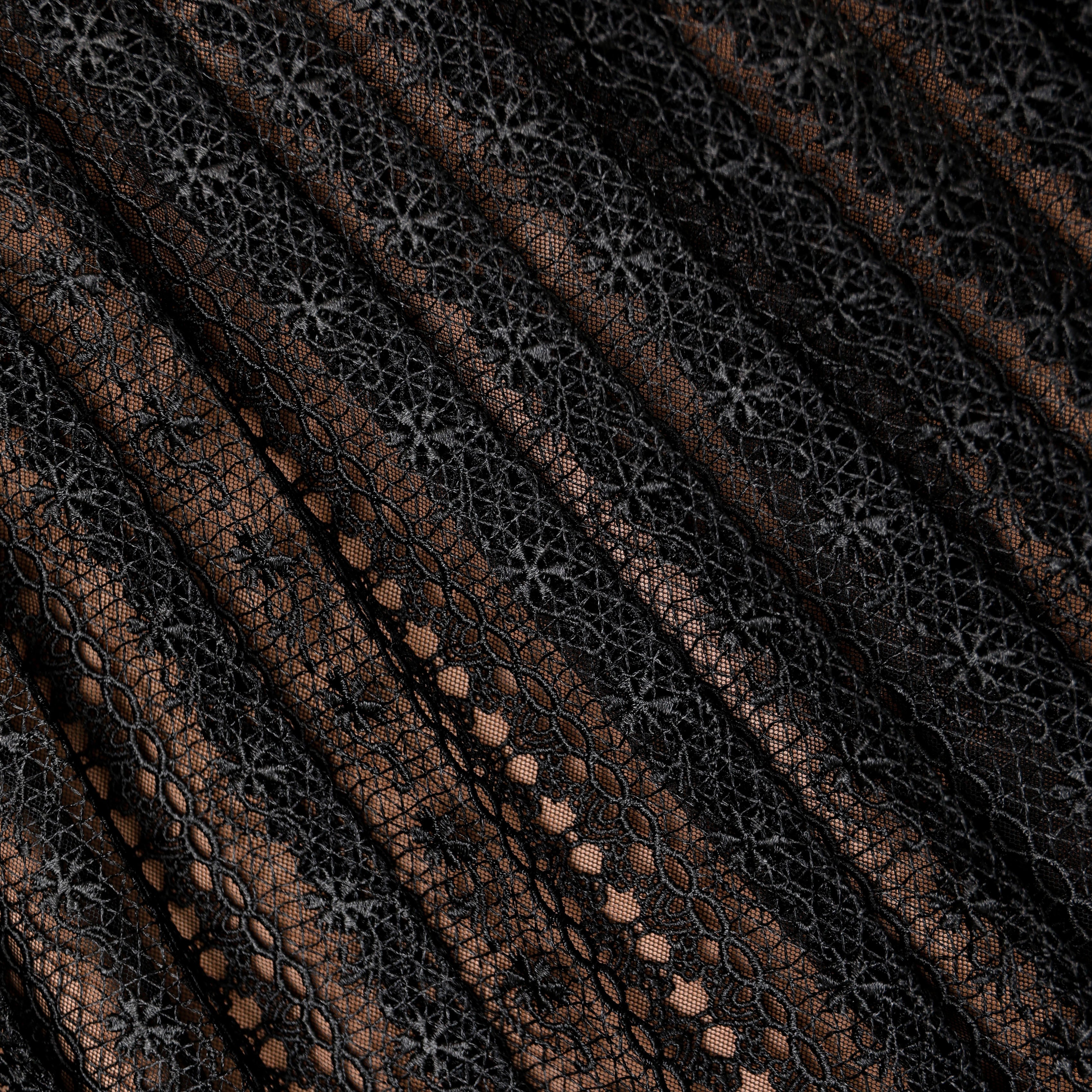 Black Organza Lace Midi Skirt