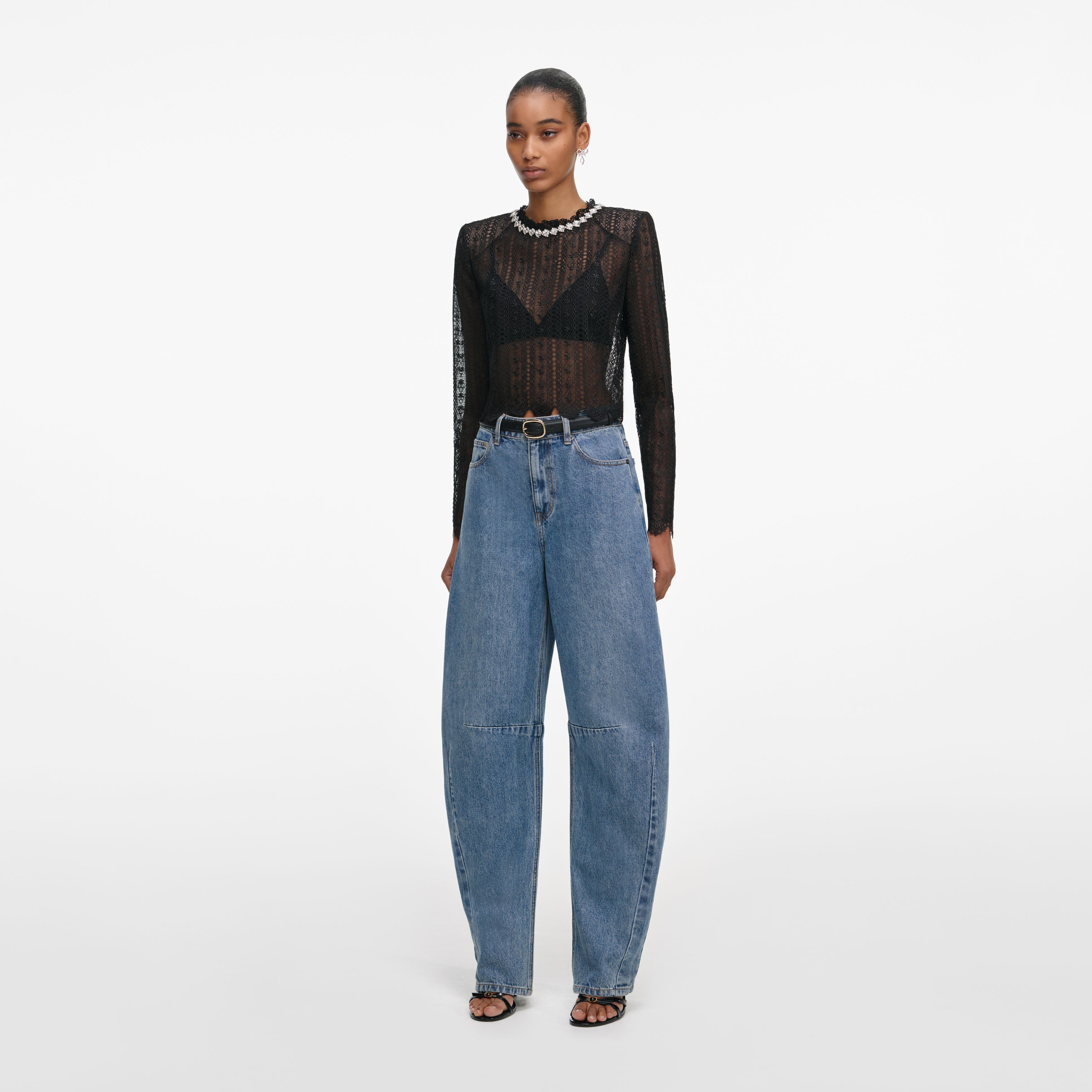 Black Organza Lace Top
