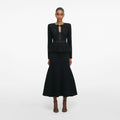 Black Sequin Knit Tailored Midi Dress