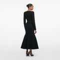 Black Sequin Knit Tailored Midi Dress