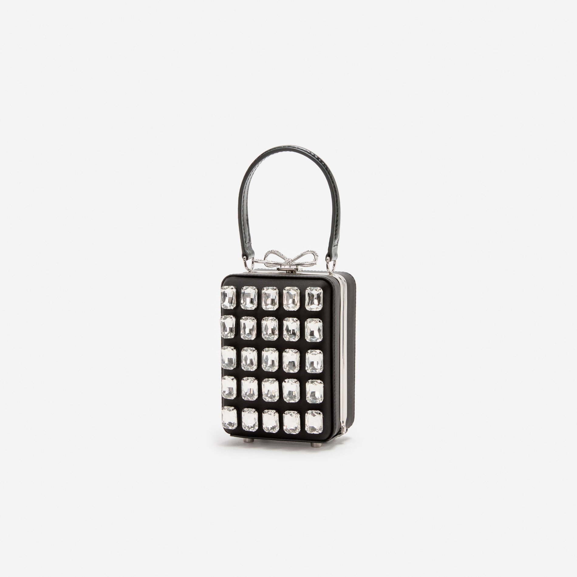 Black Satin Crystal Micro Bag