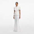 White Sequin Tailored Maxi Dress