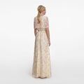 Champagne Floral Embellished Maxi Dress