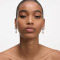 Crystal Bow Pearl Earrings