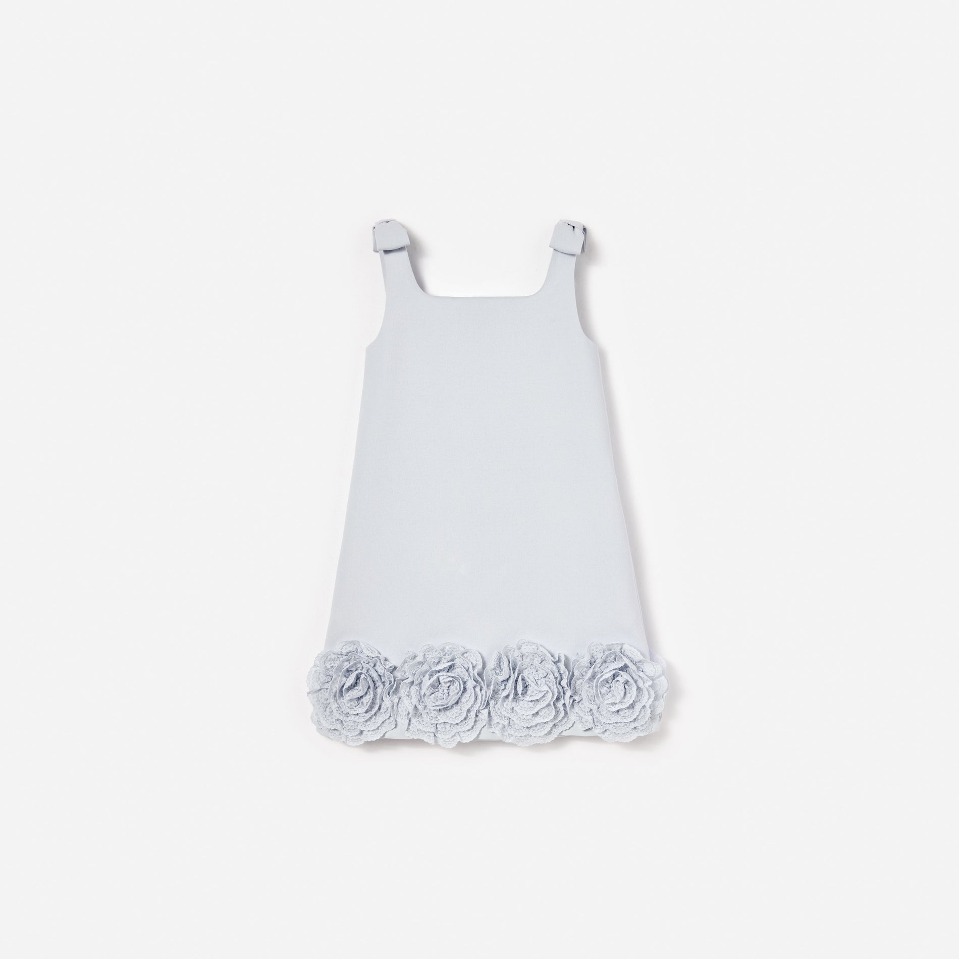 Blue Crepe Flower Dress