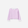 Pink Pointelle Ribbed Knit Cardigan
