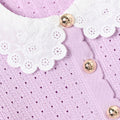 Pink Pointelle Ribbed Knit Cardigan