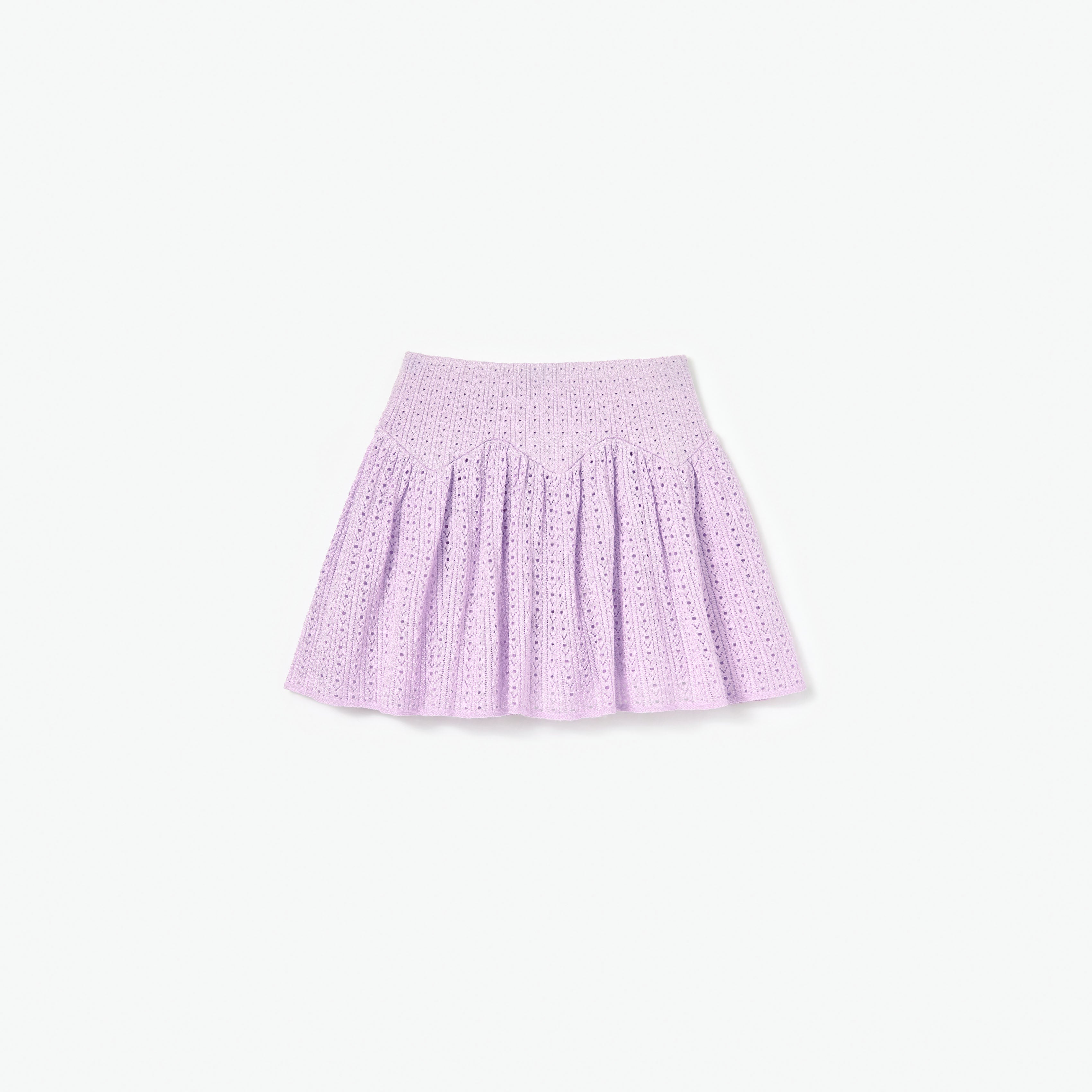 Pink Pointelle Ribbed Knit Skirt