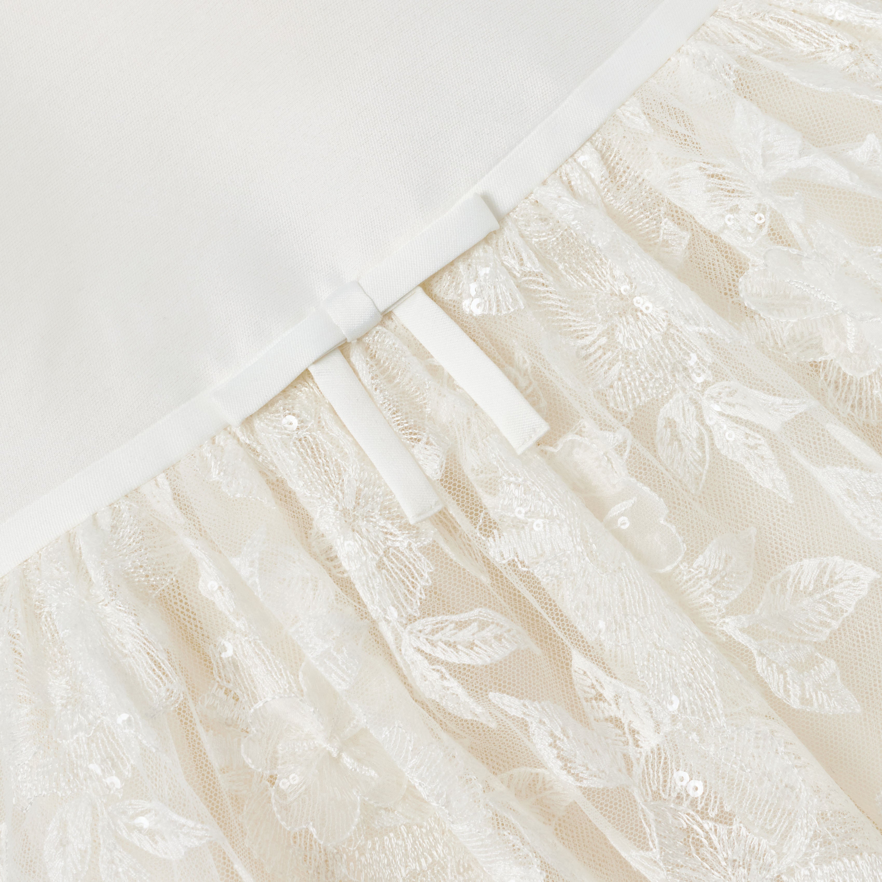 Cream Satin Tulle Flower Dress