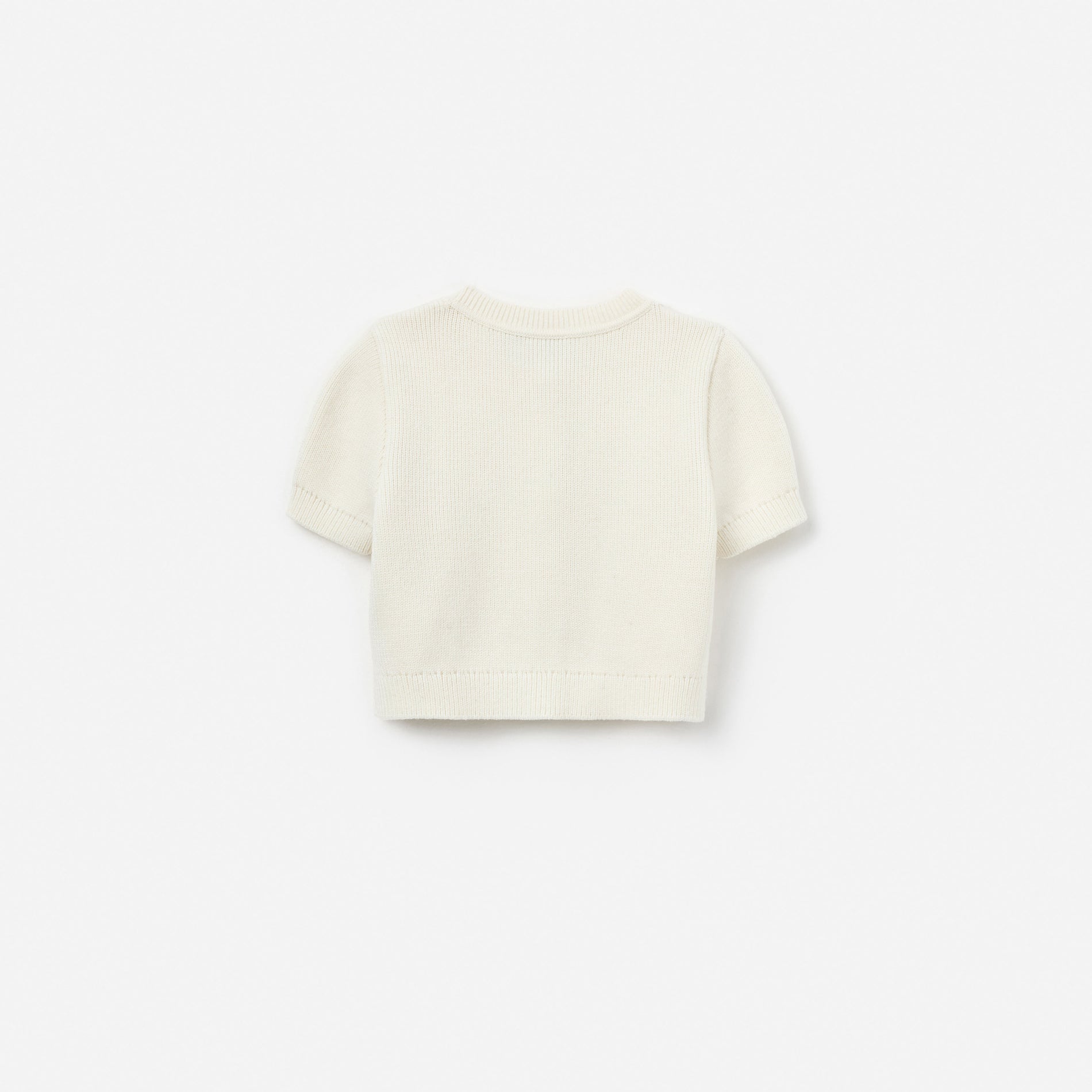 Cream Short Sleeve Flower Cardigan