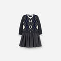 Grey Argyle Knit Dress