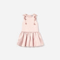 Pink Satin Sleeveless Flower Dress
