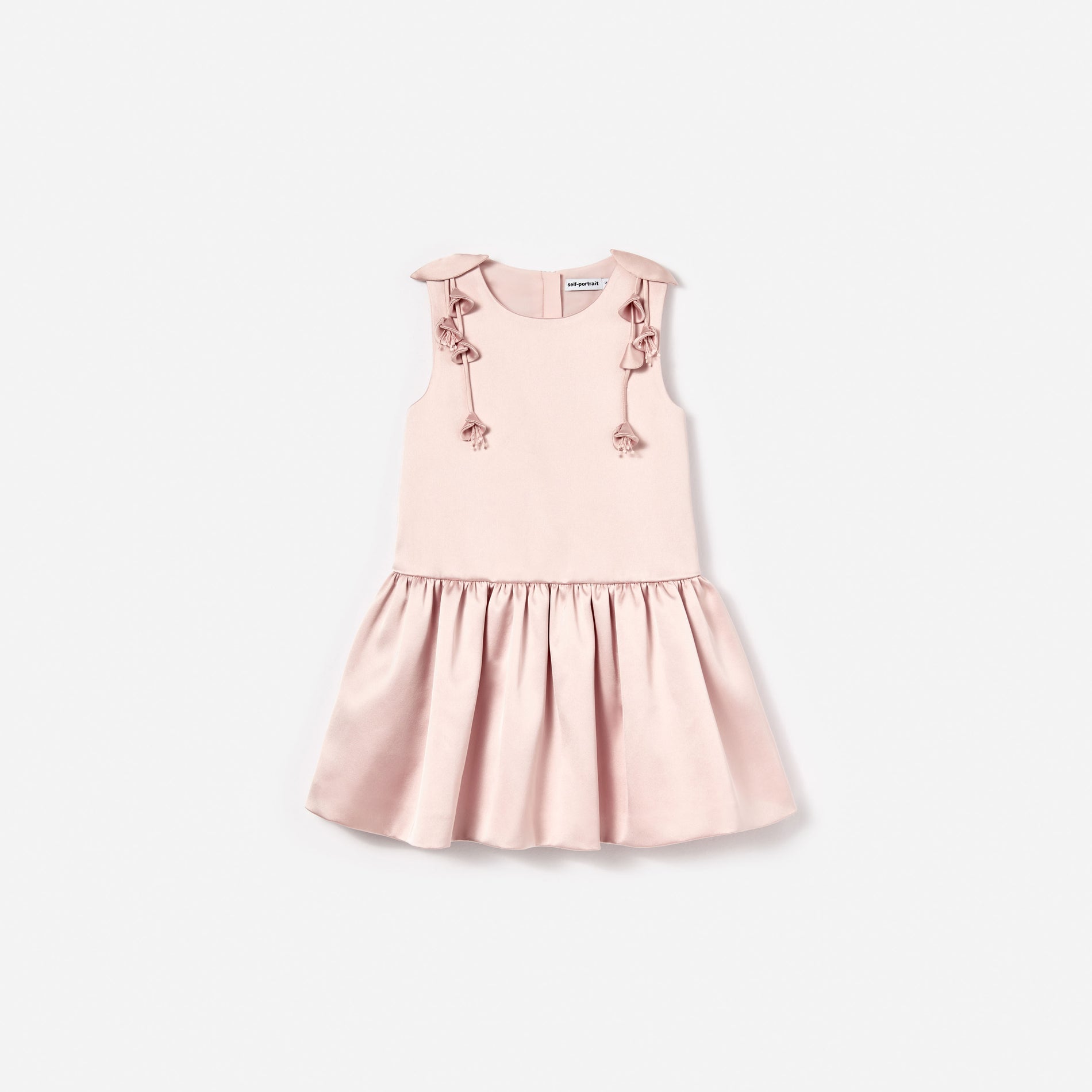 Pink Satin Sleeveless Flower Dress