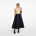 Indigo Denim Flared Midi Skirt