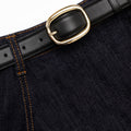Indigo Denim Flared Midi Skirt