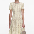 Yellow Lace Embellished Midi Dress
