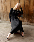 Black Tailored Knit Midi Dress