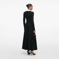 Black Tailored Knit Midi Dress