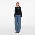 Black Crystal Button Cardigan