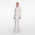 Cream Boucle Collared Maxi Dress