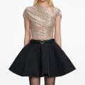 Champagne Rhinestone Drape Top