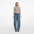 Champagne Rhinestone Feather Top