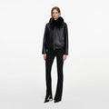 Black Faux Leather Bomber Jacket