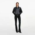 Black Faux Leather Bomber Jacket