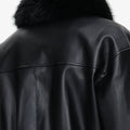Black Faux Leather Bomber Jacket
