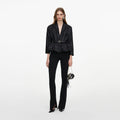 Black Jacquard Peplum Top