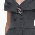 Grey Tailored Brooch Jumpsuit
