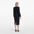 Navy Boucle Midi Dress