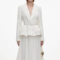 Cream Jacquard Tailored Midi Dress