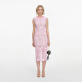 Pink Lace Beaded Trim Midi Dress