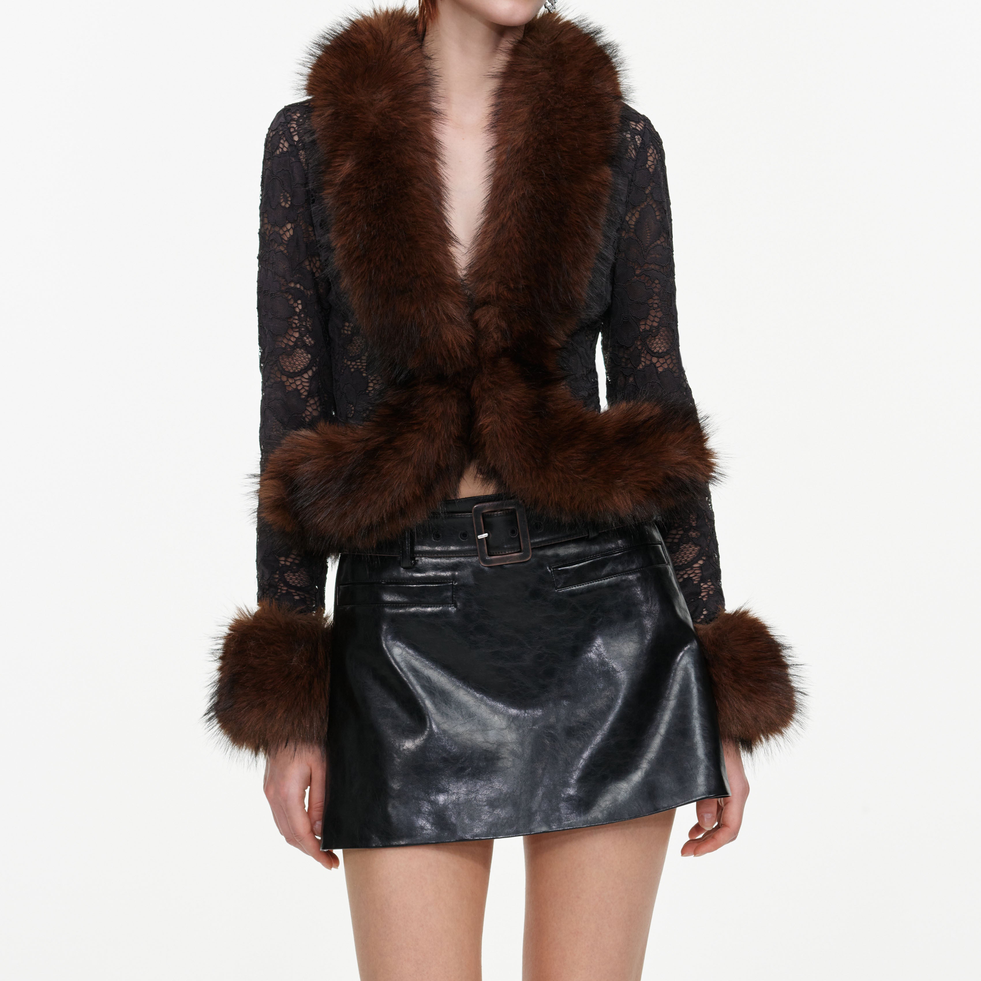 Black Faux Leather Mini Skirt