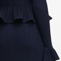 Navy Peplum Knit Midi Dress
