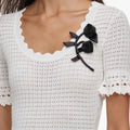 Cream Pointelle Peplum Knit Top